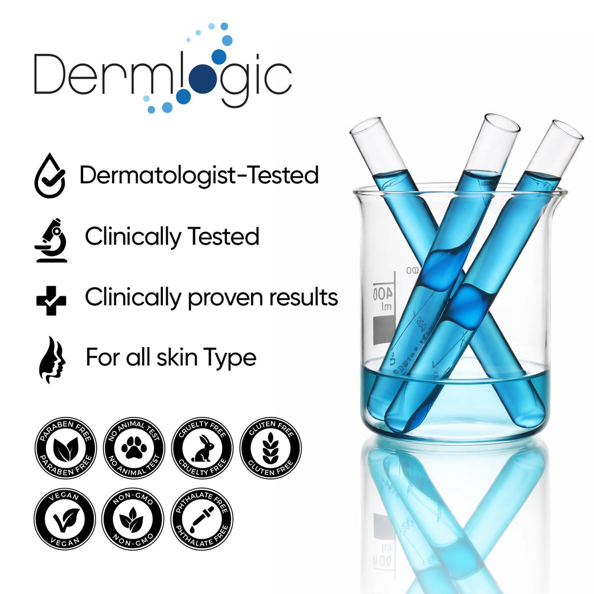 Dermlogic in a bathroom routine scene offering fast cosmetic lift