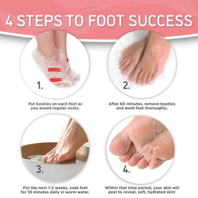 Dermora feet wearing booties during 60 minute treatment for convenient care