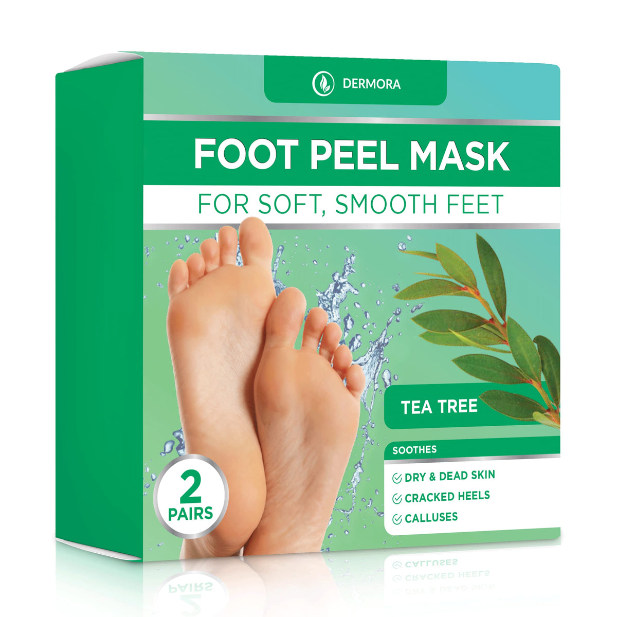 DERMORA front packaging showing two pairs and benefit baby-soft feet