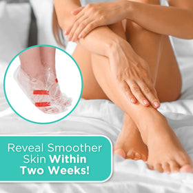 DERMORA foot mask being worn while relaxing and saving time benefit