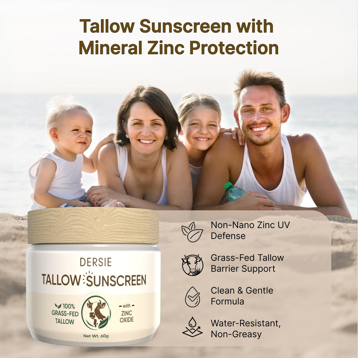 Dersie applied to face demonstrating gentle mineral defense benefit