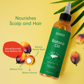 Dersie pouring batana oil from bottle highlighting rich texture and easy application
