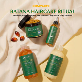 Bathroom ritual scene with Dersie batana paste showing relaxing weekly treatment benefit