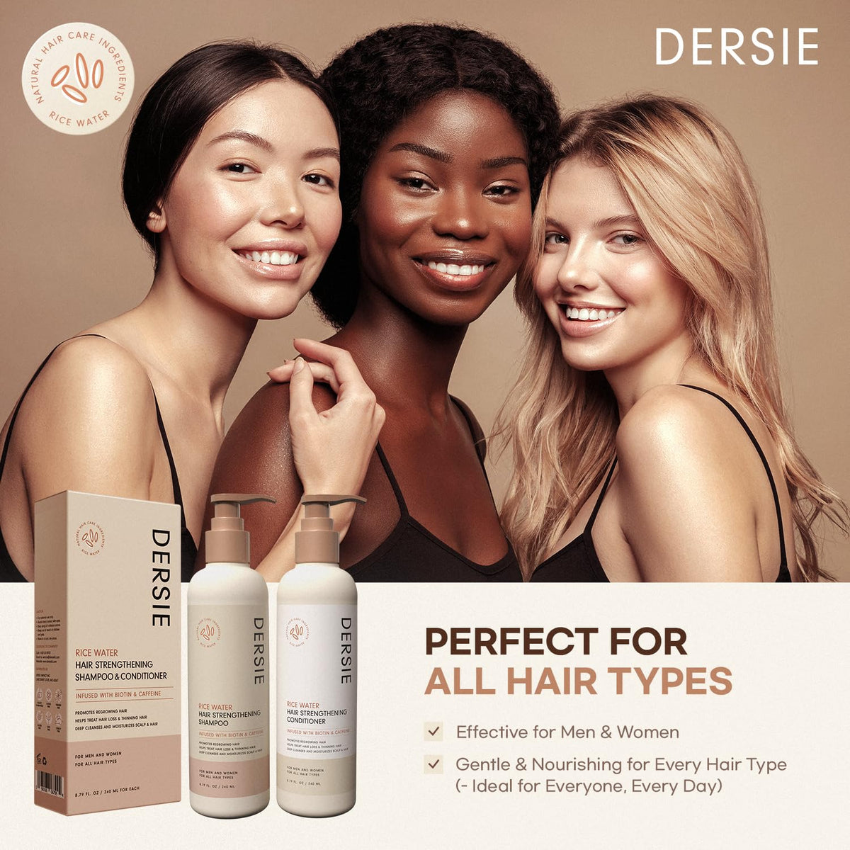 Dersie conditioner applied to hair ends for detangling and softness benefit