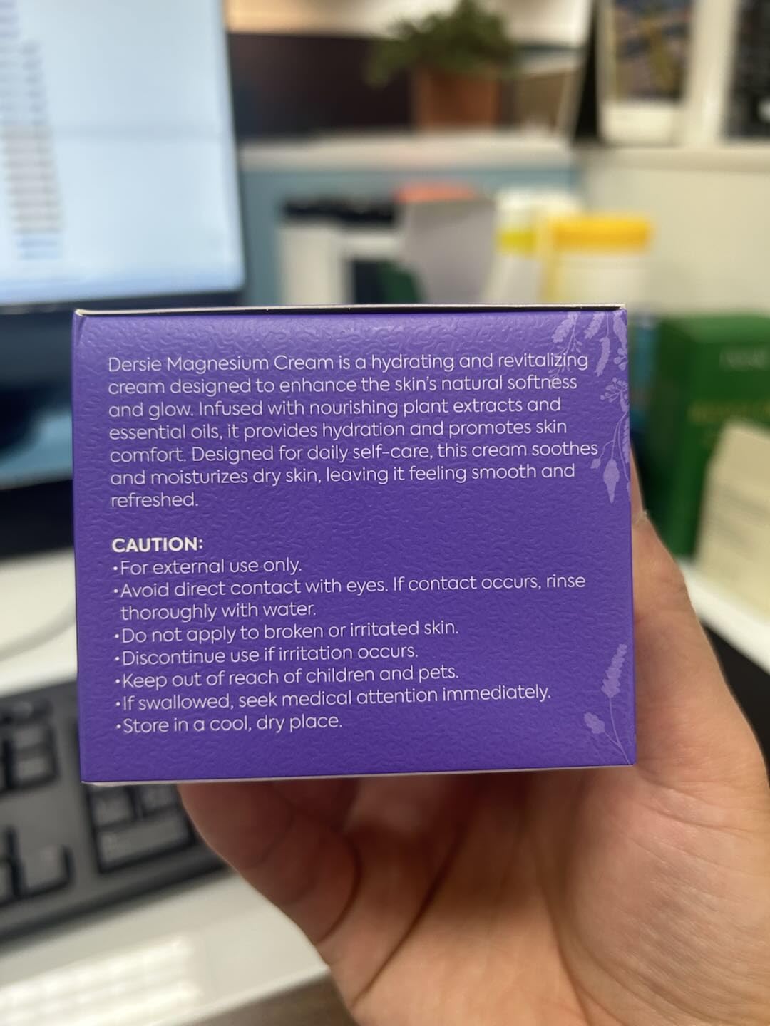 Dersie label closeup focusing on ingredient list and scent for informed shoppers