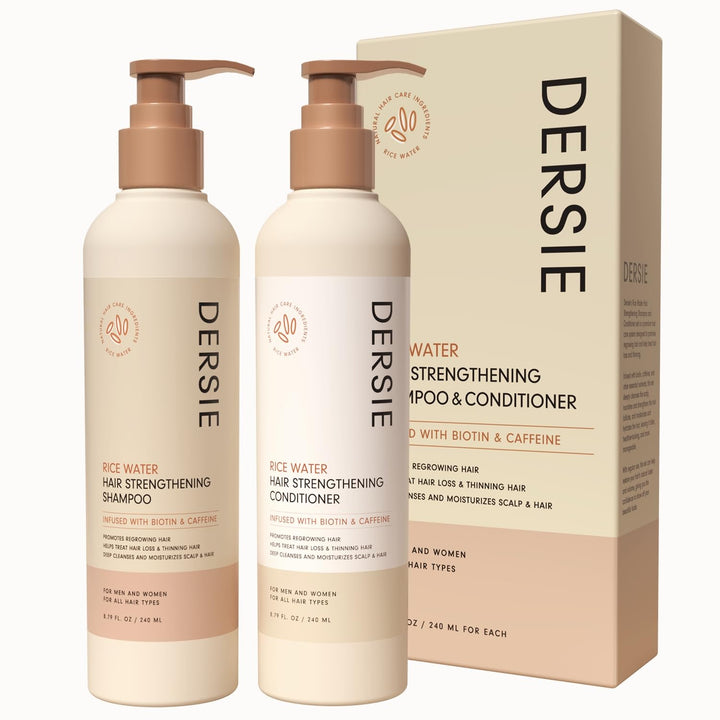 Dersie front packaging showing shampoo and conditioner, professional presentation benefit