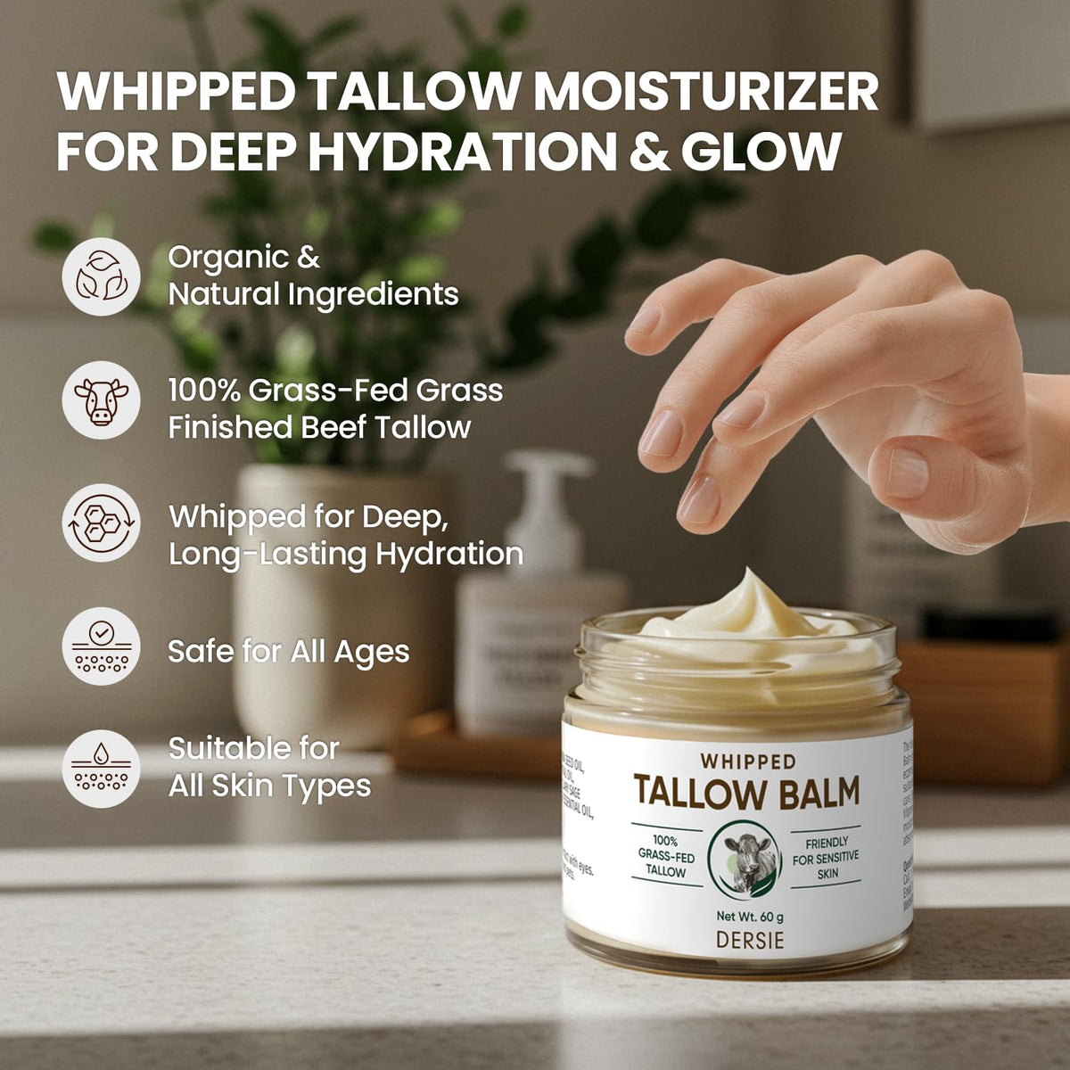 Dersie applied to cheek during facial routine to soothe skin