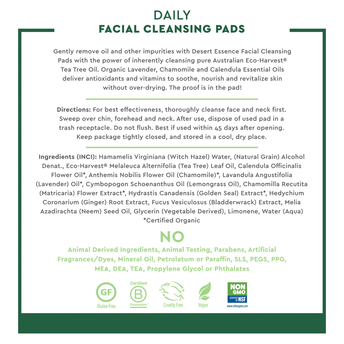 Desert Essence bottles of tea tree and chamomile highlighting plant-based ingredient benefits