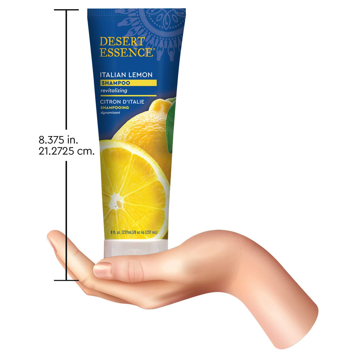 Flatlay of lemon and botanicals with Desert Essence showing natural ingredient benefit