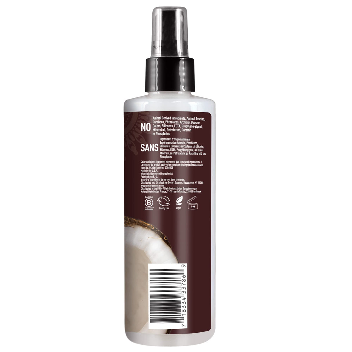 Desert Essence product label highlighting clean ingredients list