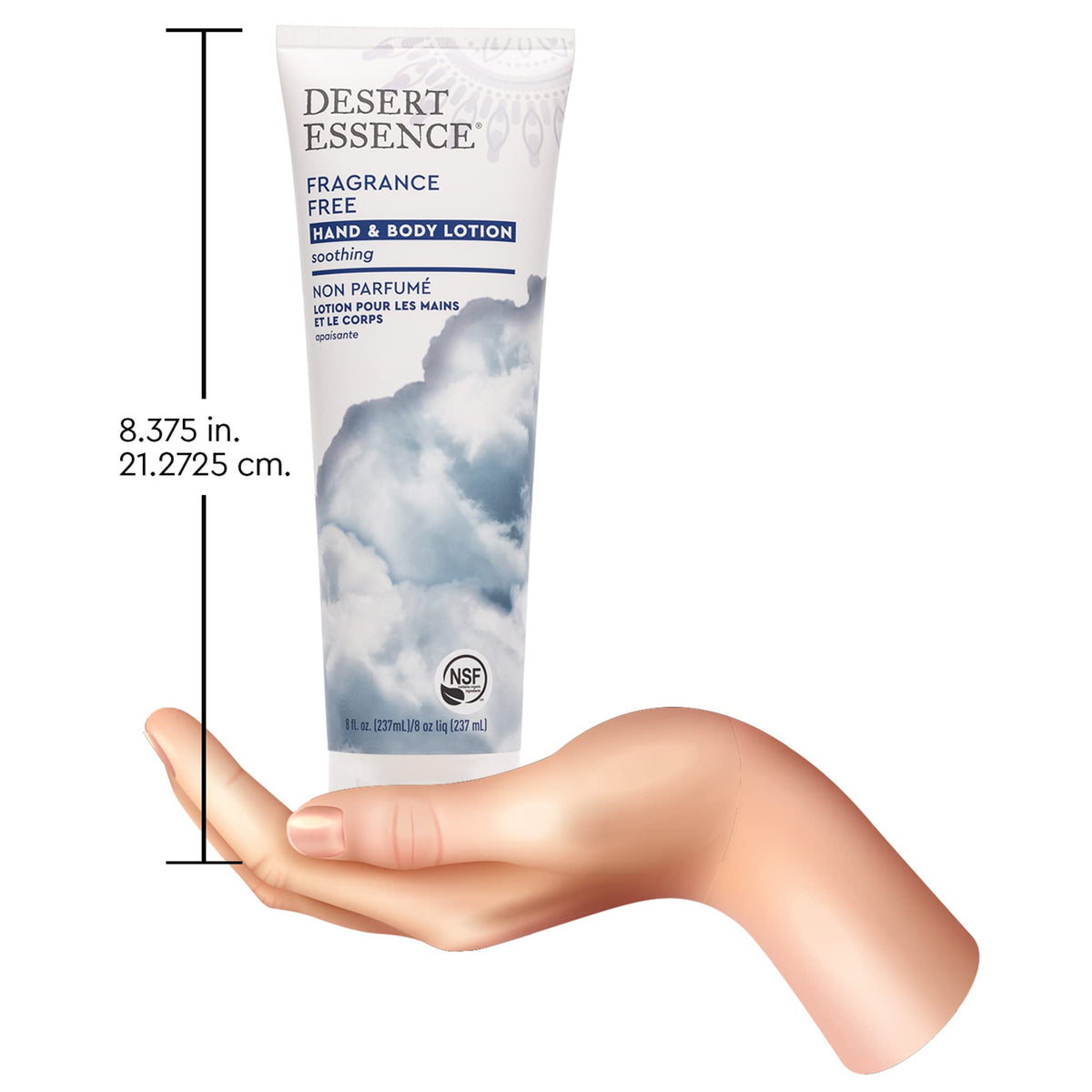Desert Essence bottle on bathroom shelf suggesting everyday routine and simplicity