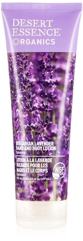 Desert Essence bottle front view showing label and calming lavender scent benefit
