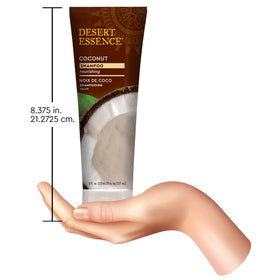 Desert Essence shampoo displayed in bathroom setting for daily use