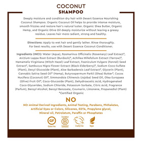 Desert Essence ingredient label featuring organic oils for nourishment
