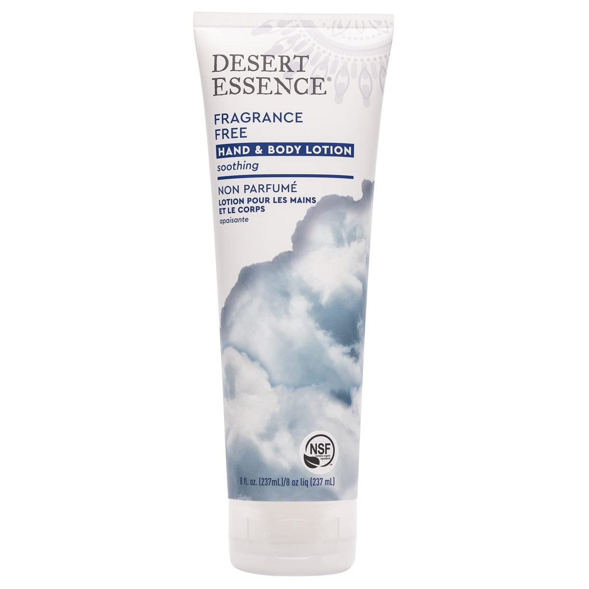 Desert Essence front bottle showing clean fragrance-free packaging and gentle promise