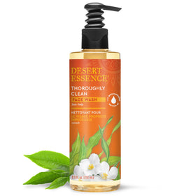 Desert Essence front packaging showing bottle and label for clear use