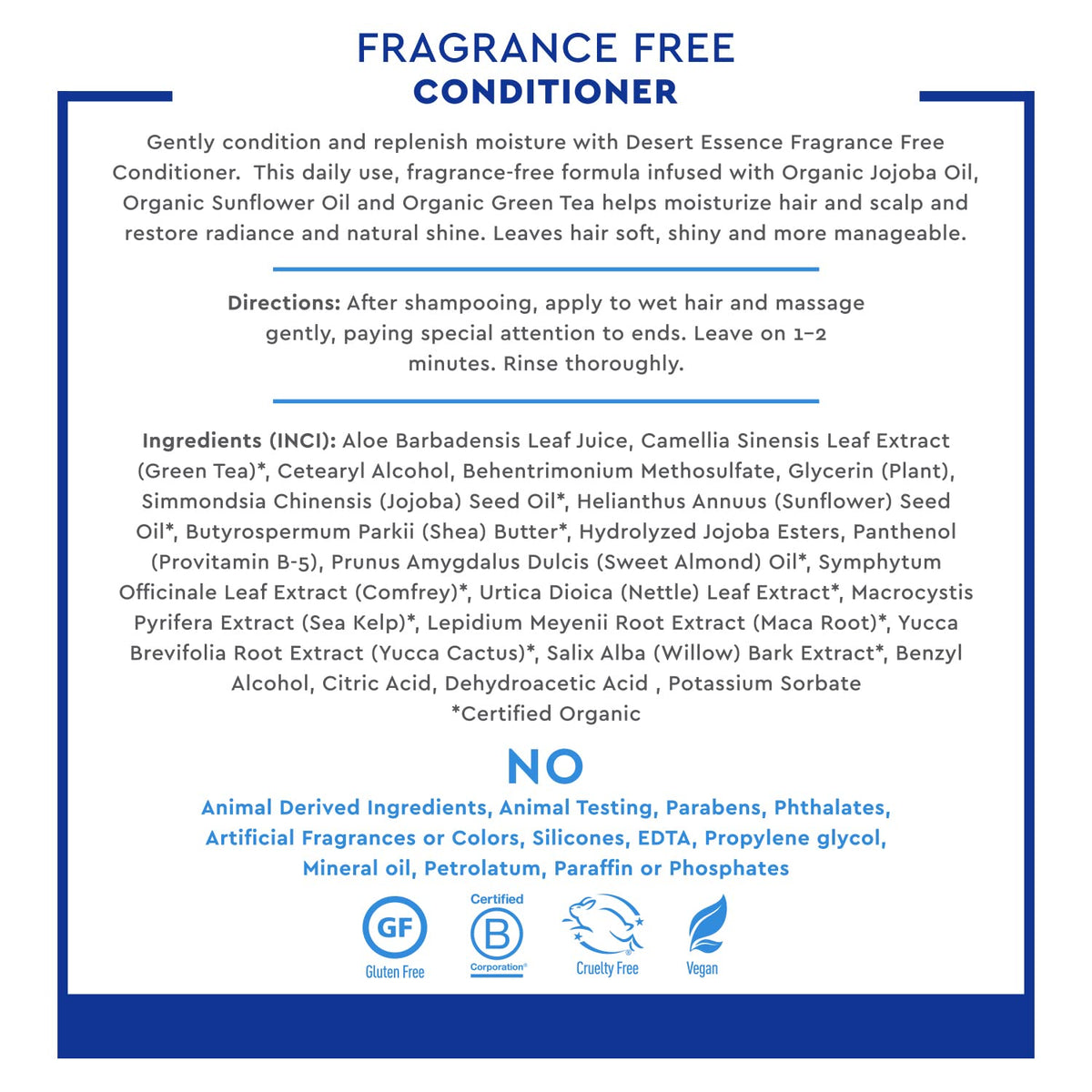 Desert Essence organic green tea and jojoba extracts highlighting nourishment