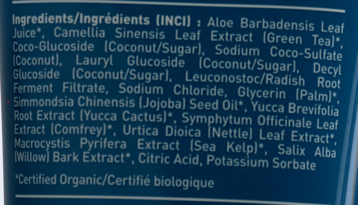 Desert Essence ingredients close-up highlighting organic aloe and green tea