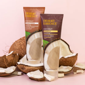 Desert Essence raw coconut and sunflower ingredients highlighting nourishing oils