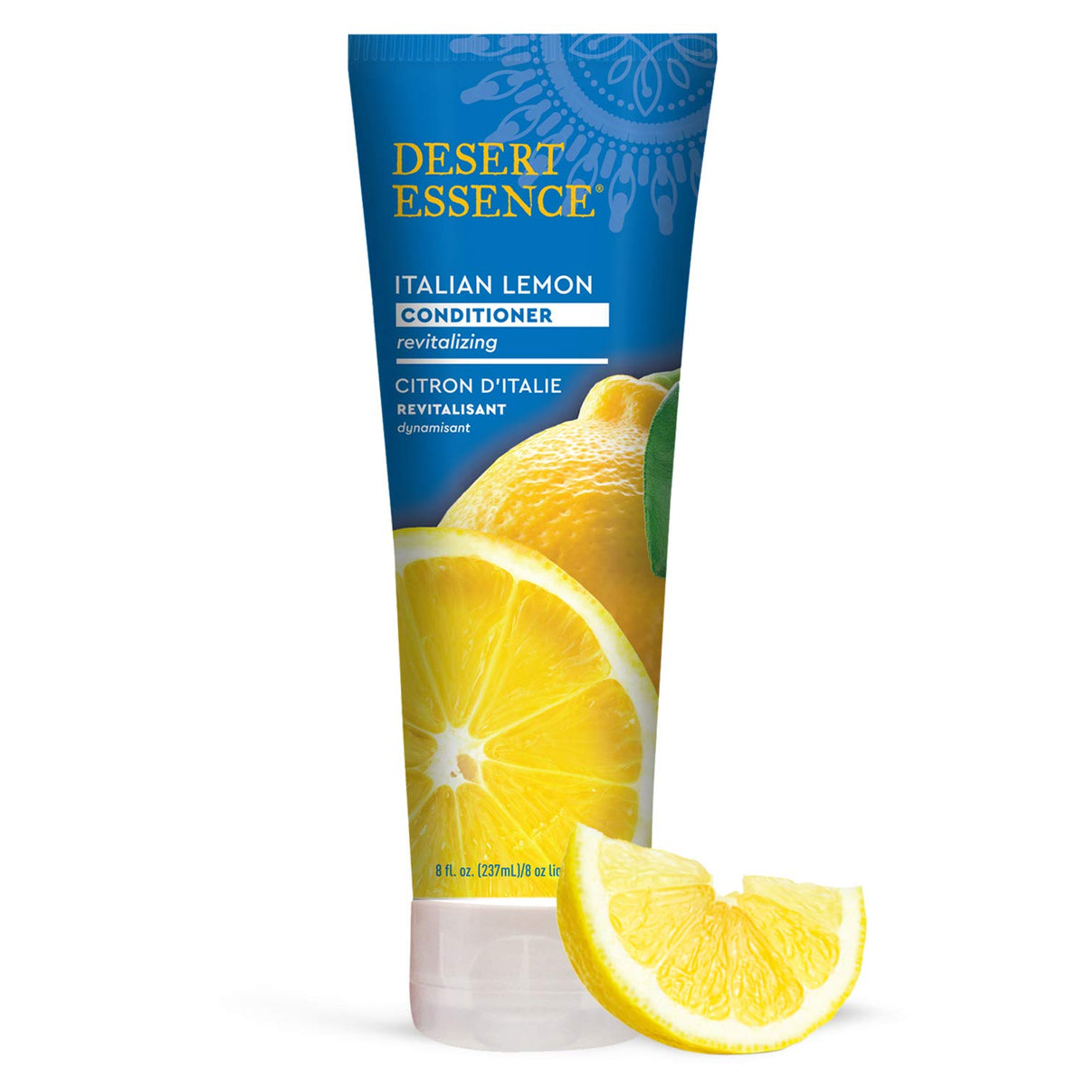 Desert Essence bottle front view showing packaging and benefits