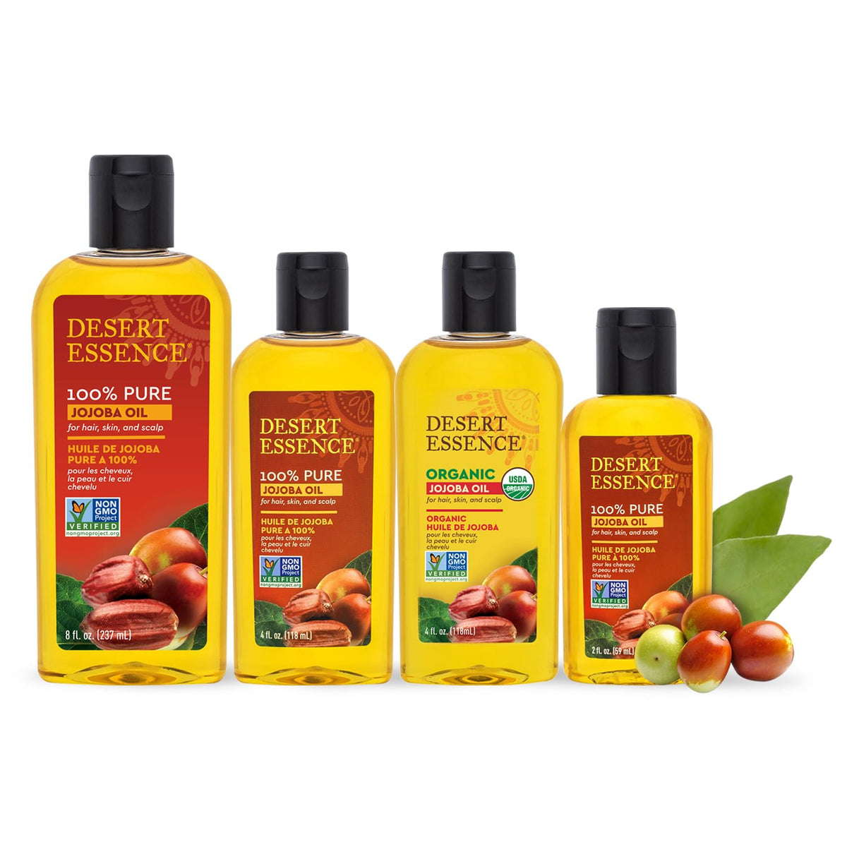 Desert Essence 8 fl oz bottle next to ruler showing true size and value benefit