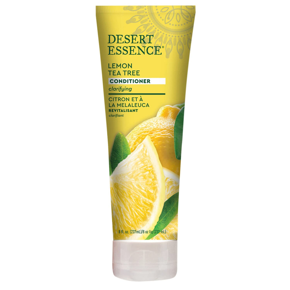 Desert Essence front bottle view showing lemon tea tree label and size benefit