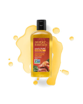 Desert Essence on a bathroom shelf styled for daily routine and natural beauty benefit