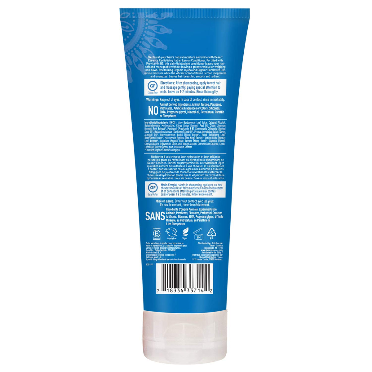 Desert Essence bottle on shower shelf in lifestyle bathroom scene