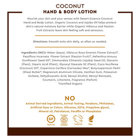 Desert Essence applying lotion on forearm for immediate softening benefit