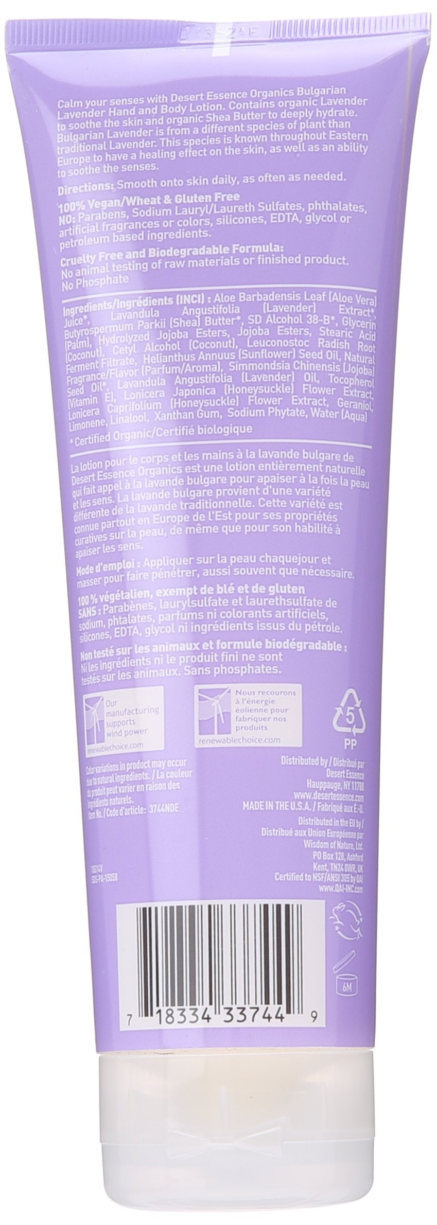 Desert Essence lotion texture on hand demonstrating quick-absorb hydrating benefit