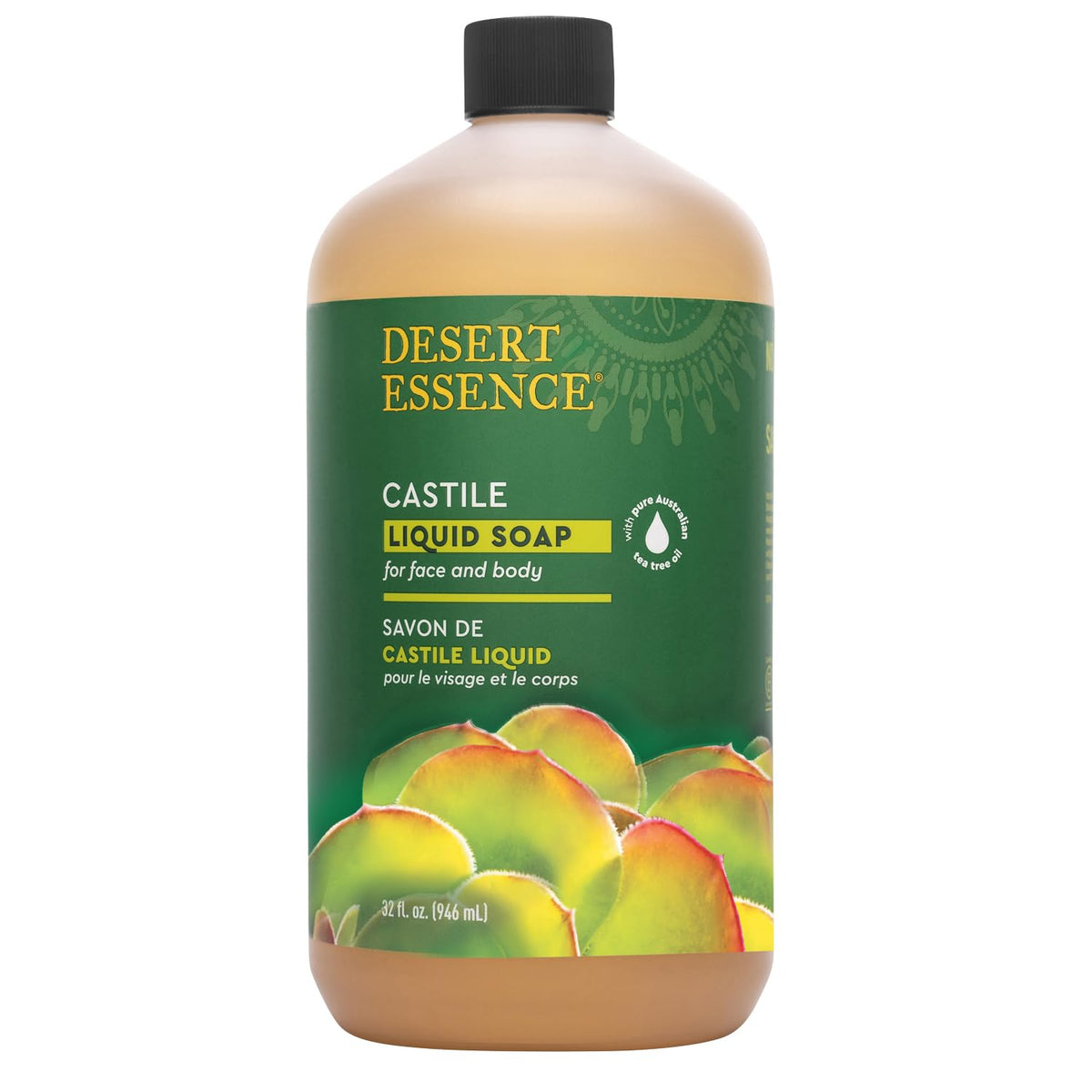 Desert Essence being poured showing liquid texture and easy dilution benefit