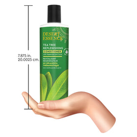 Desert Essence scalp massage with fingertips showing soothing cooling effect