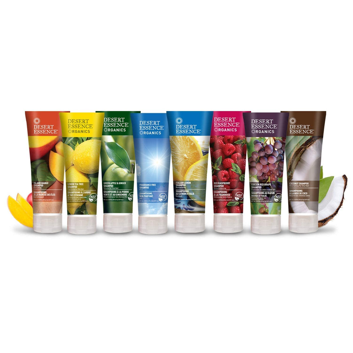 Desert Essence bottles next to a common item showing 8 fl oz scale
