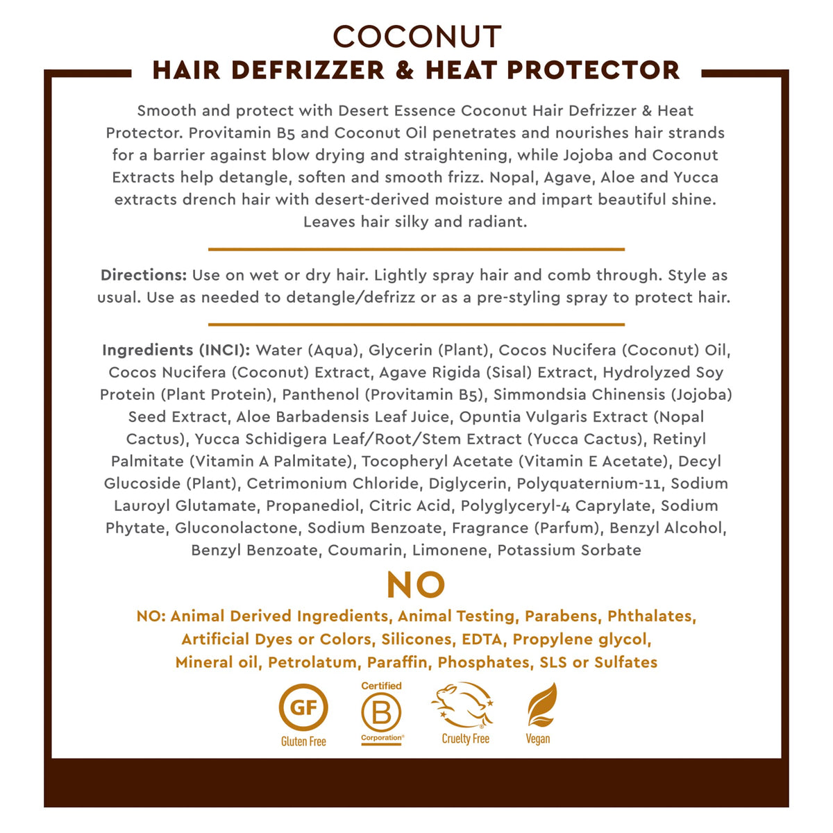 Desert Essence spray applied to damp hair for heat protection