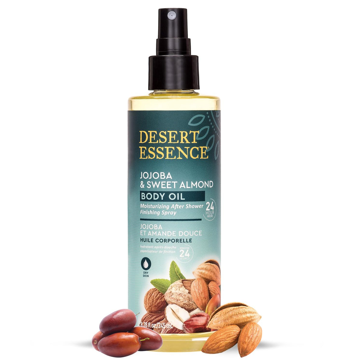 Desert Essence spray nozzle releasing fine mist for even coverage
