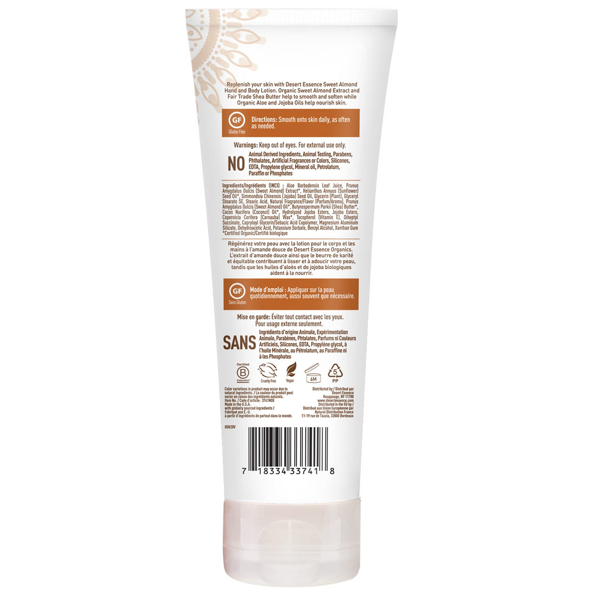 Desert Essence lotion texture on spoon demonstrating smooth hydration benefit