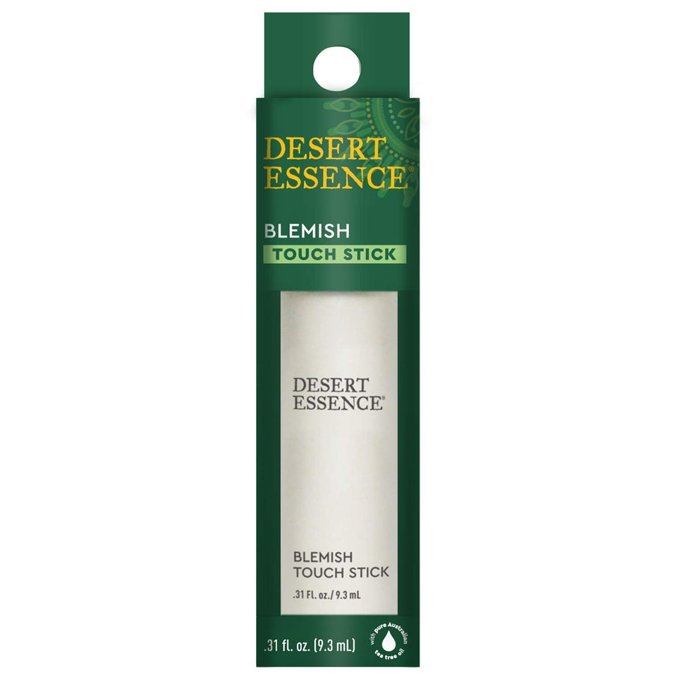 Desert Essence touch stick front packaging showing compact botanical treatment benefit