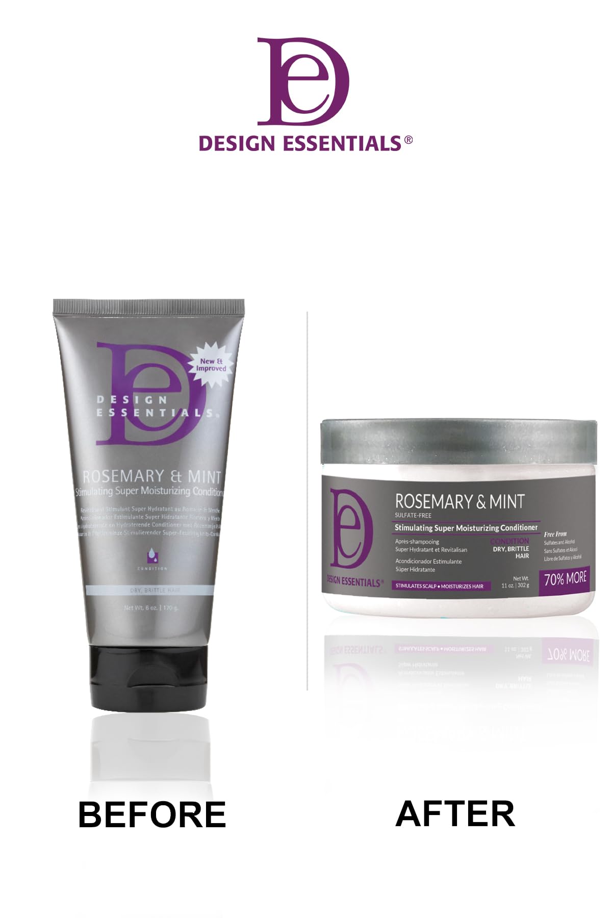 Design Essentials back label close-up listing ingredients and usage benefits