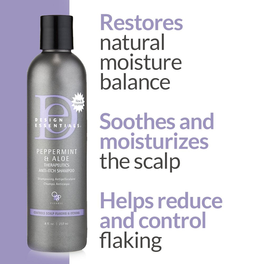 Design Essentials bottle on bathroom shelf suggesting daily therapeutic scalp care