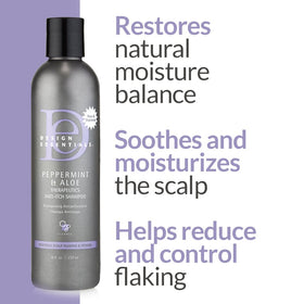 Design Essentials bottle on bathroom shelf suggesting daily therapeutic scalp care