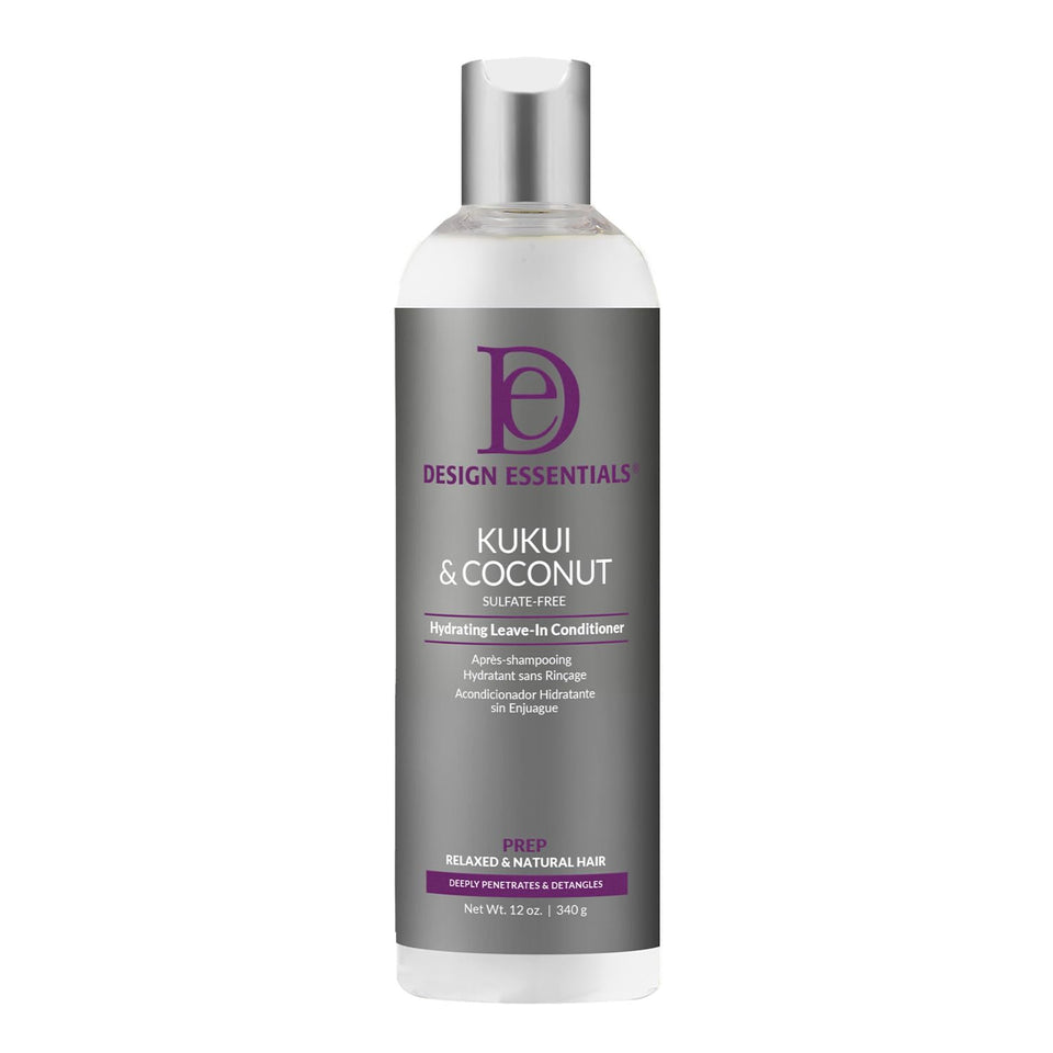 Design Essentials 8 oz bottle front view showing hydrating leave-in benefits