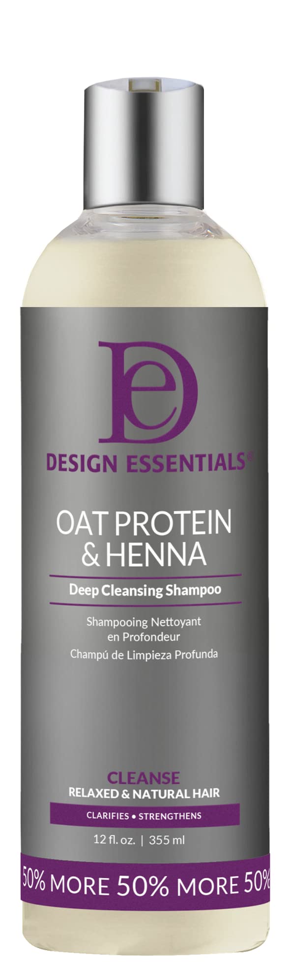 Design Essentials front bottle view showing label and benefits for clarifying hair