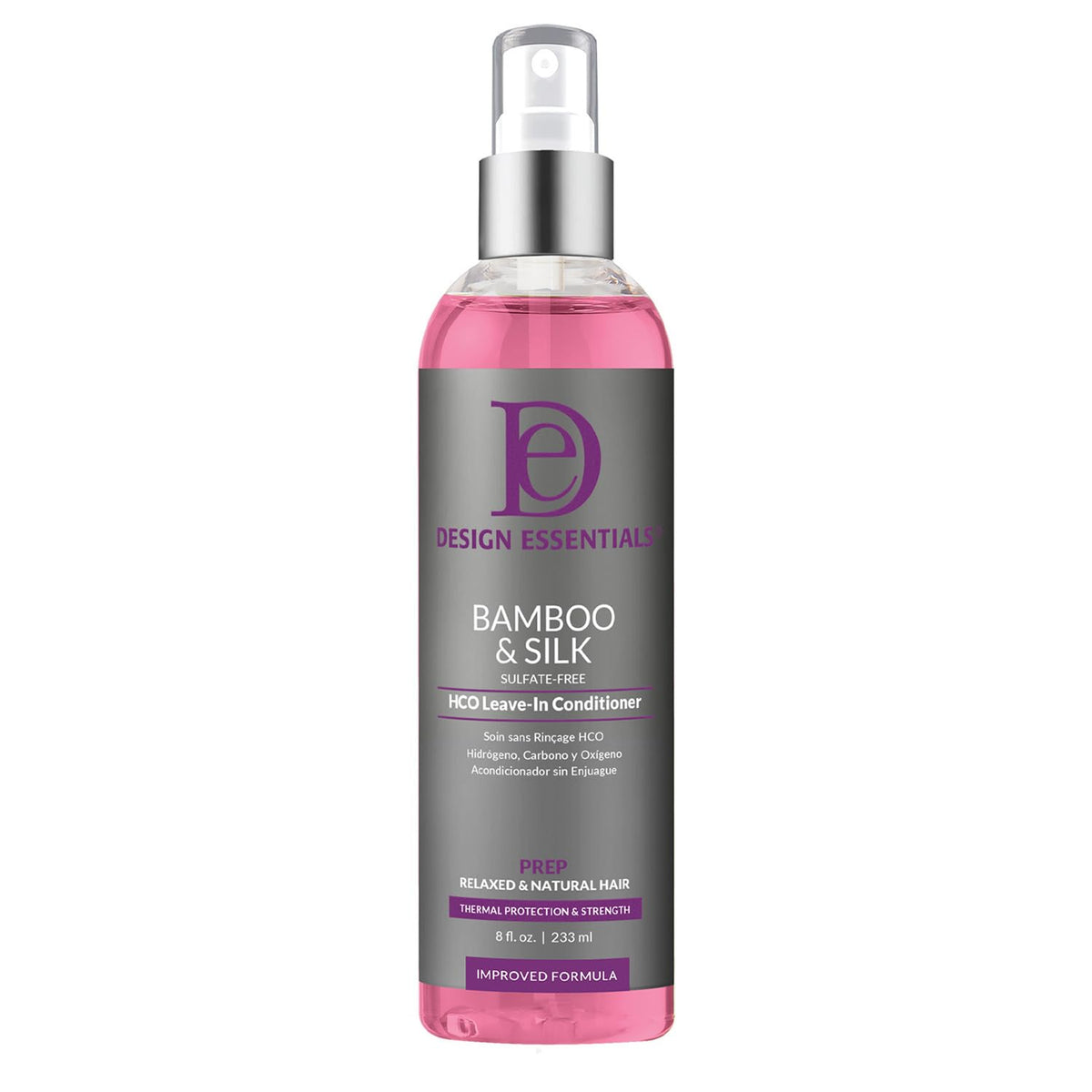 Design Essentials bottle front label showing product name and benefits
