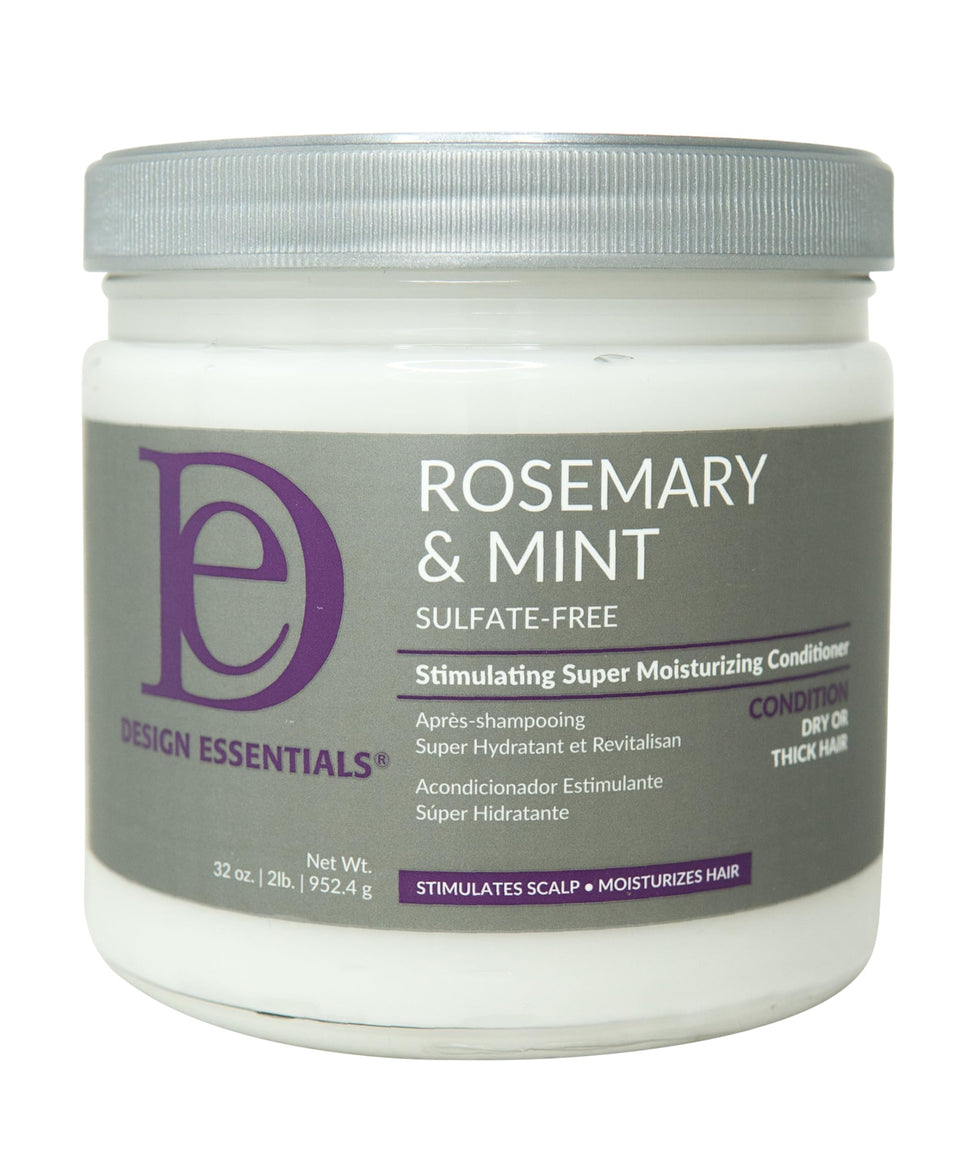 Design Essentials front packaging showing rosemary and mint, highlights hydration