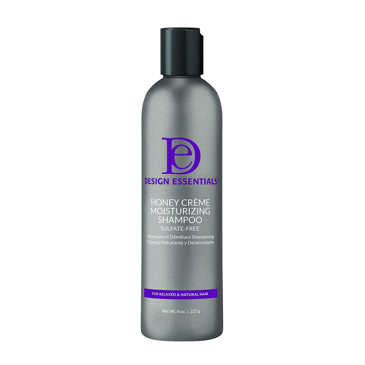 Design Essentials front bottle view showing label and moisturizing benefit