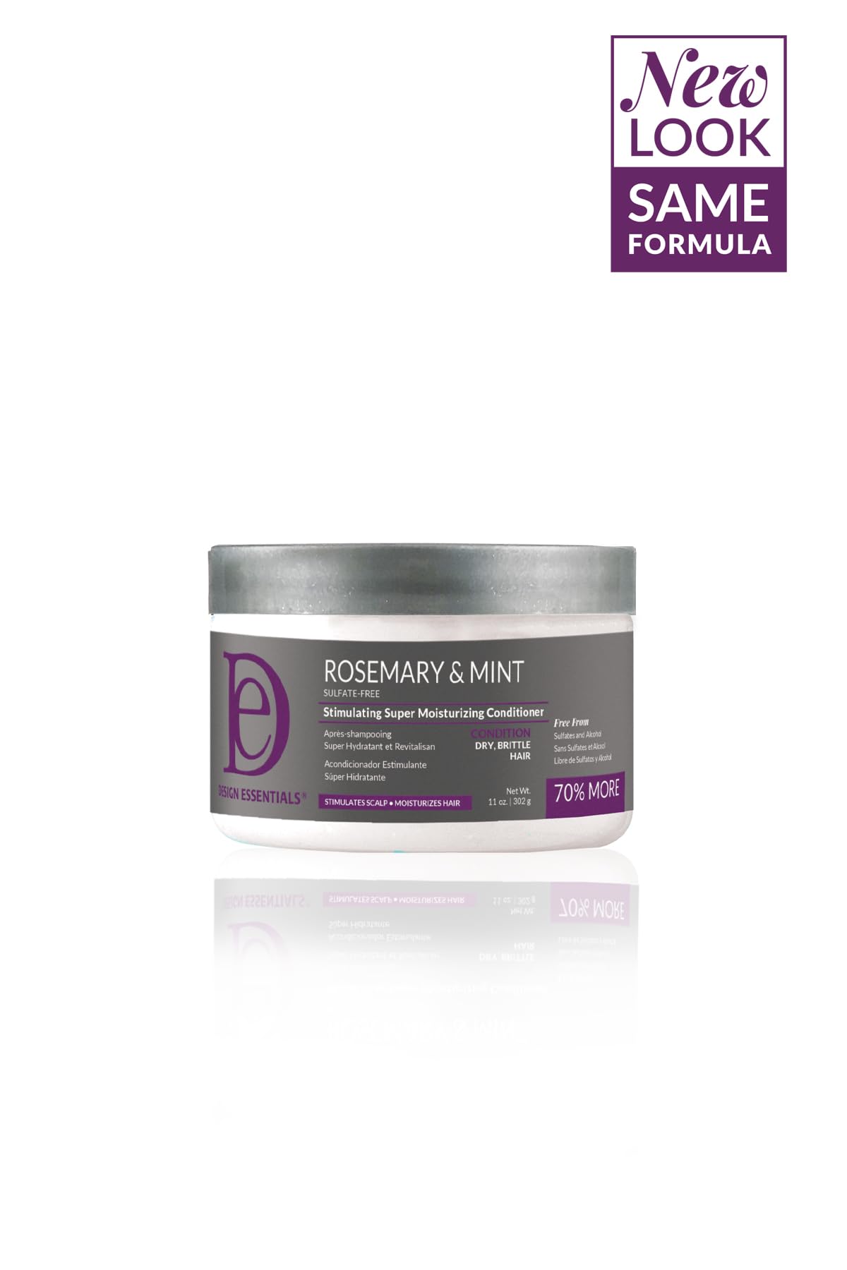 Design Essentials bottle in hand conveying 11 oz size and travel-friendly benefit