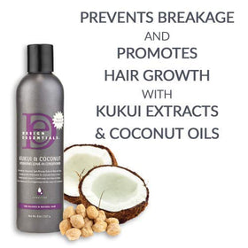 Design Essentials leave-in conditioner applied while combing wet hair for smoother styling
