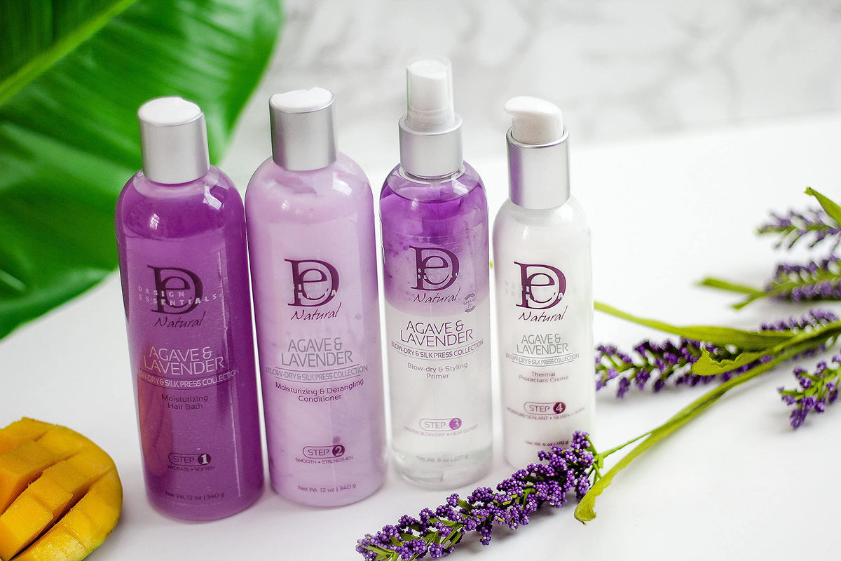 Design Essentials in salon setting during silk-press for sleek, fuller-looking hair