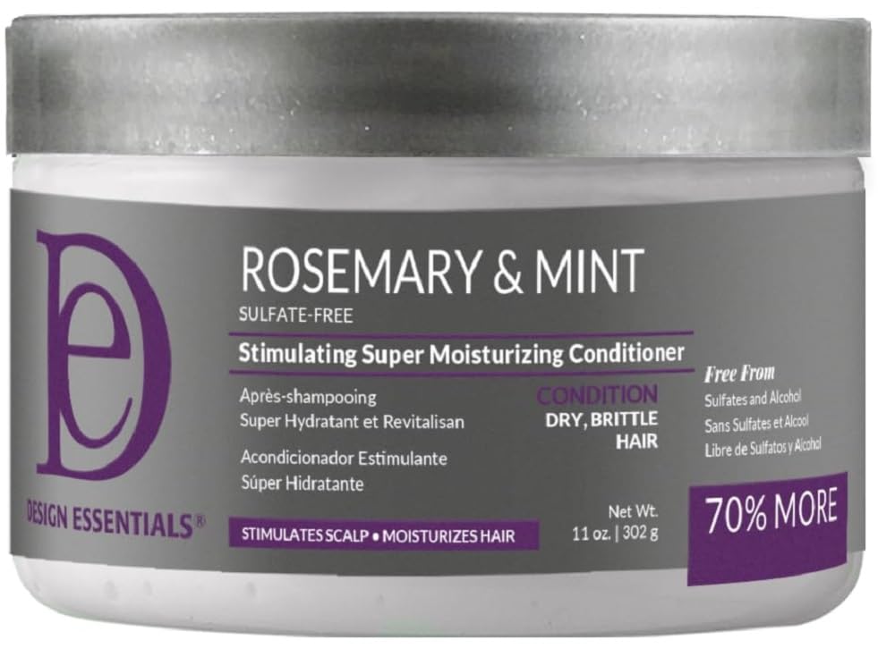 Design Essentials front bottle showing rosemary mint label and clear branding benefit