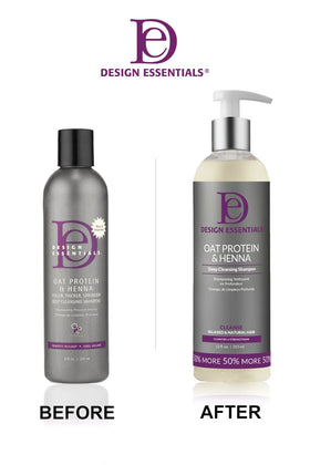 Design Essentials 12 oz bottle next to a measuring cup to show true product size